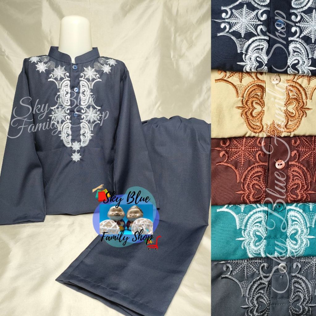 Sky Blue Family Shop BK-RKM174 Baju KOKO Usia 8 9 10 11 12 13 14 tahun ANAK Laki Setelan Set Gamis T