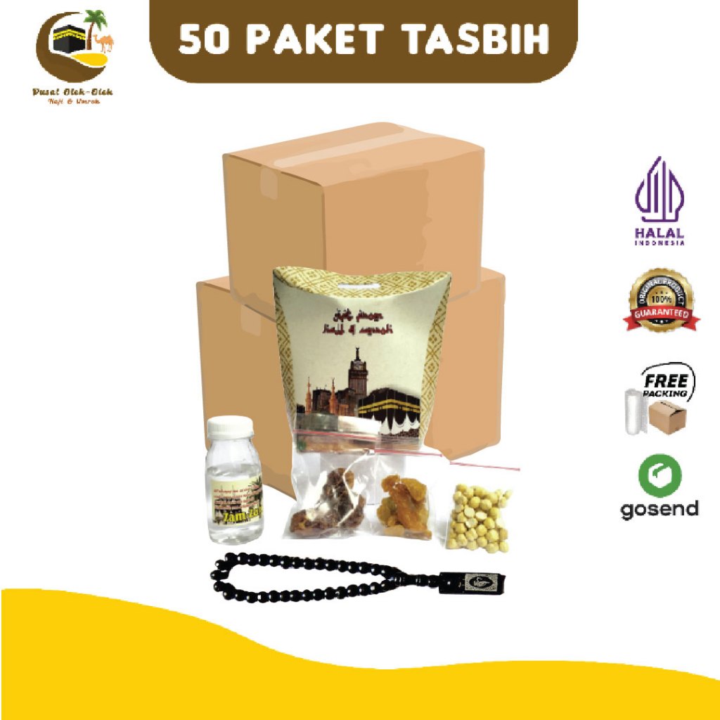 

Paket Oleh-oleh Haji Umroh Hemat Dus jinjing tasbih kayu isi 50 box