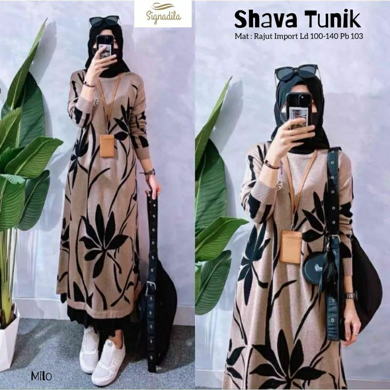 SHAVA LONG TUNIK ORI SIGNADILA // BAJU WANITA LONG TUNIK RAJUT IMPORT BEST SELLER