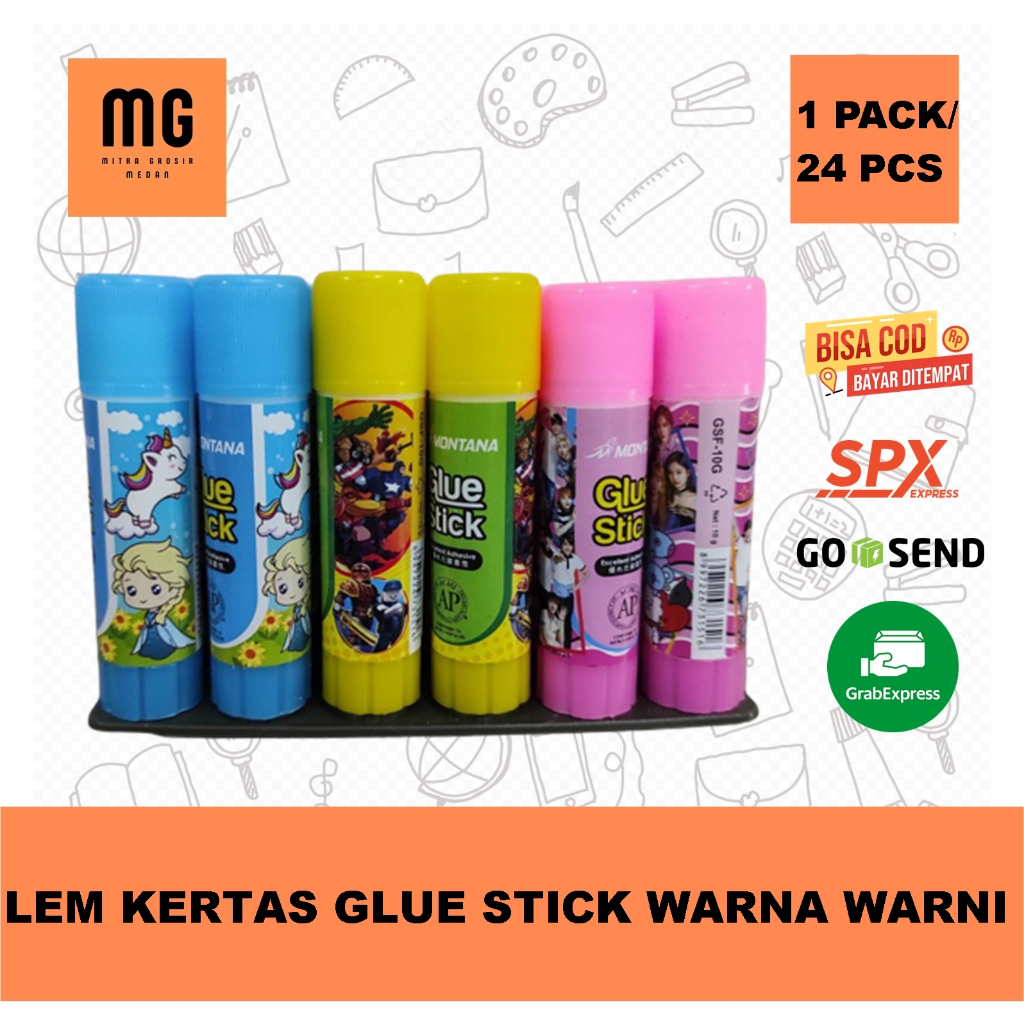 

Lem Kertas Glue Stick Warna Warni isi 24 Batang Montana Amanda