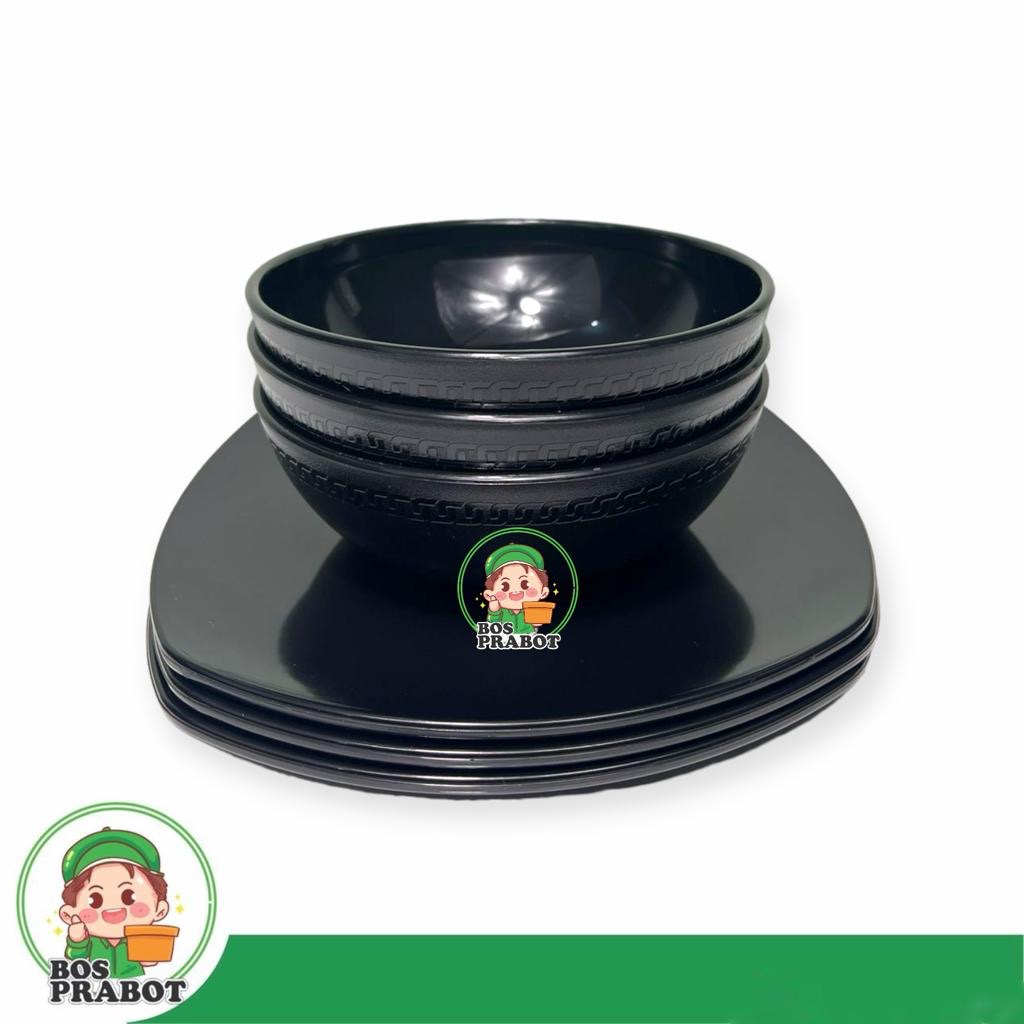 Piring Melamin Set isi 6 / Paket Piring dan Mangkok Melamin / Paket Piring Mangkok Lusinan Murah