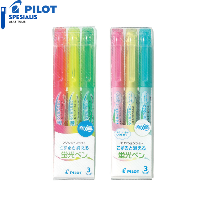 

Pilot Frixion Light Erasable Highlighter 1 Set 3 Warna Standart or Soft Stabilo Yang Dapat Dihapus