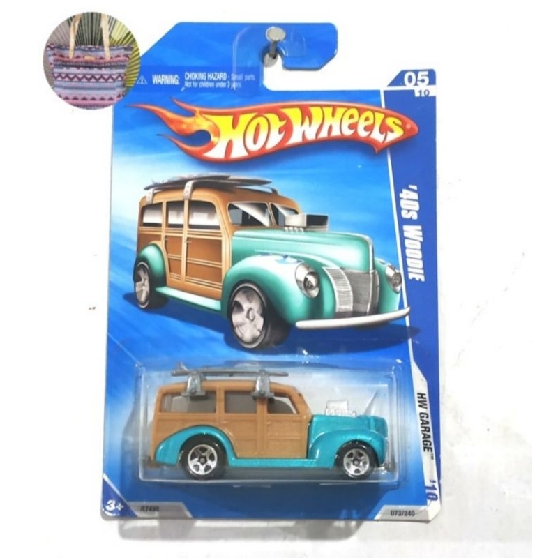 Hot Wheels 40S Woodie surfing coklat hijau