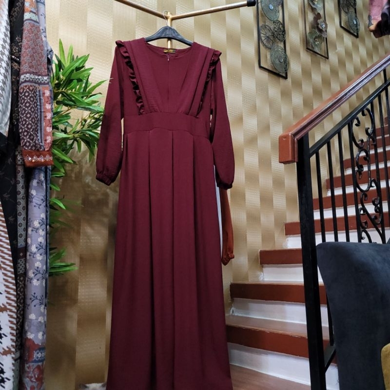 dress crinkle lipit dada by clarabel Cantik Casual