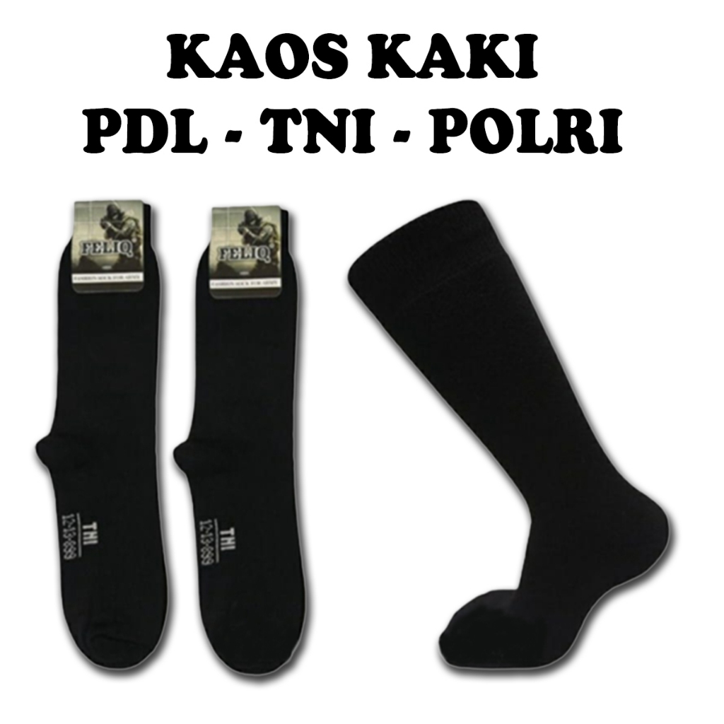 kaos kaki POLRI TNI PDL hitam polos panjang - kaos kaki PDL tebal double PE Fleece - kaos kaki TNI P