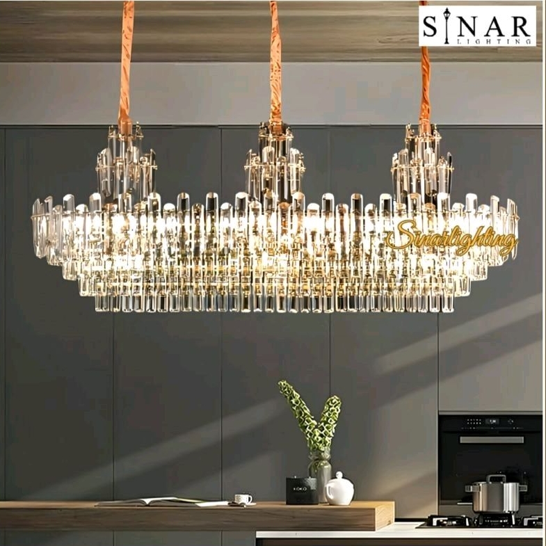 Lampu gantung meja makan panjang 150 cm kristal S2301