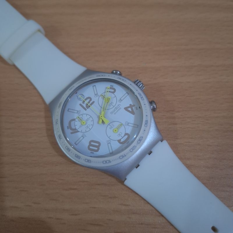 Swatch Ray Of Light White YCS4051 Irony Chrono Alumunium Jam Tangan Pria