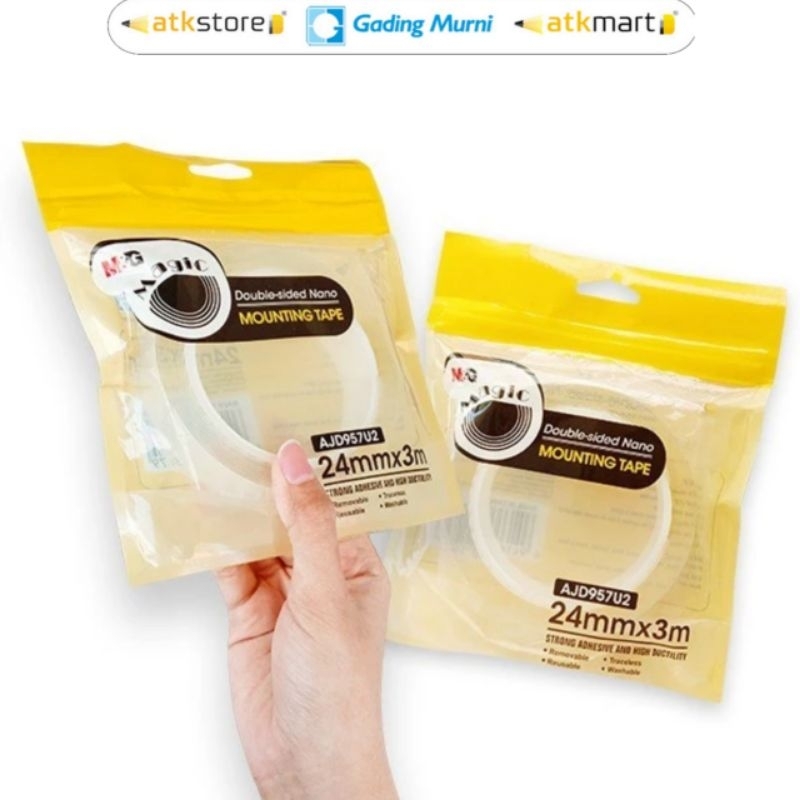 M&G Double Tape Transparan Double Sided Nano Transparent Mounting Tape Magic 24 36mm X 3 meter - Iso