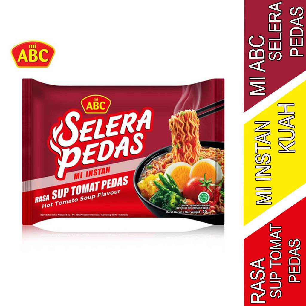 

Mi Rasa Sup Tomat Pedas - Mie Abc Selera Pedas - Mi Instan Kuah