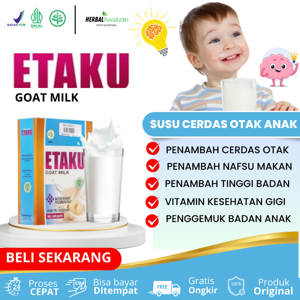 

Obat Nutrisi Otak Cepat cerdas, Susu TInggi Kalsium Untuk Meningkatkan Konsentrasi Otak, Penambah Daya Fikir Anak, Peningkat Fungsi Otak, Penguat Ingatan Anak Dengan Susu Walatra Etaku 100% ORIGINAL