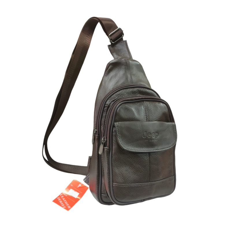 Tas selempang kulit pria tas slingbag kulit pria Jeep import
