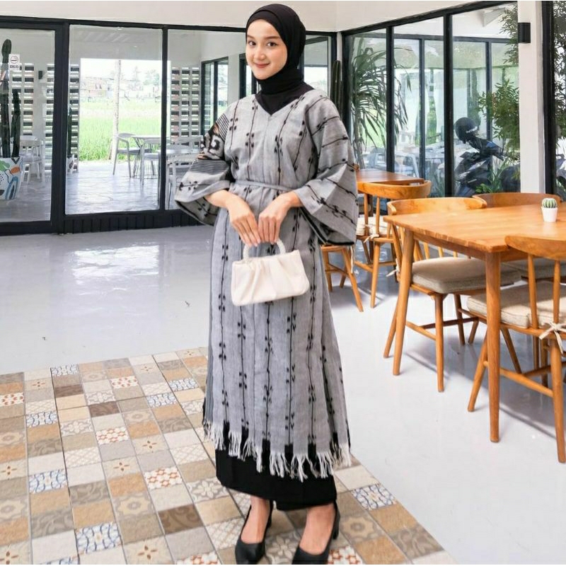 Atasan wanita dress etnik motif tenun toraja
