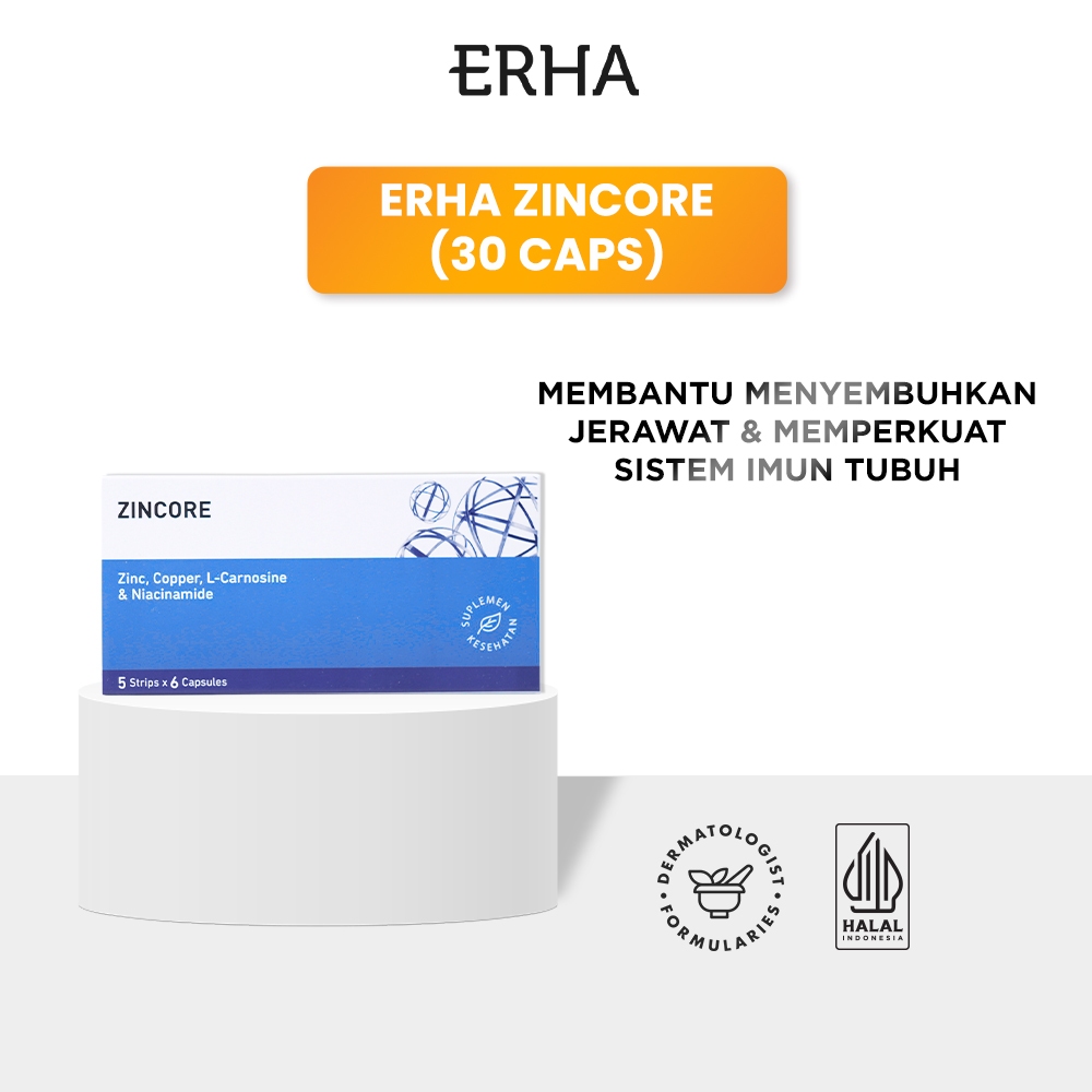 ERHA Zincore 30 Caps - Suplemen Daya Tahan Tubuh & Kesehatan Kulit