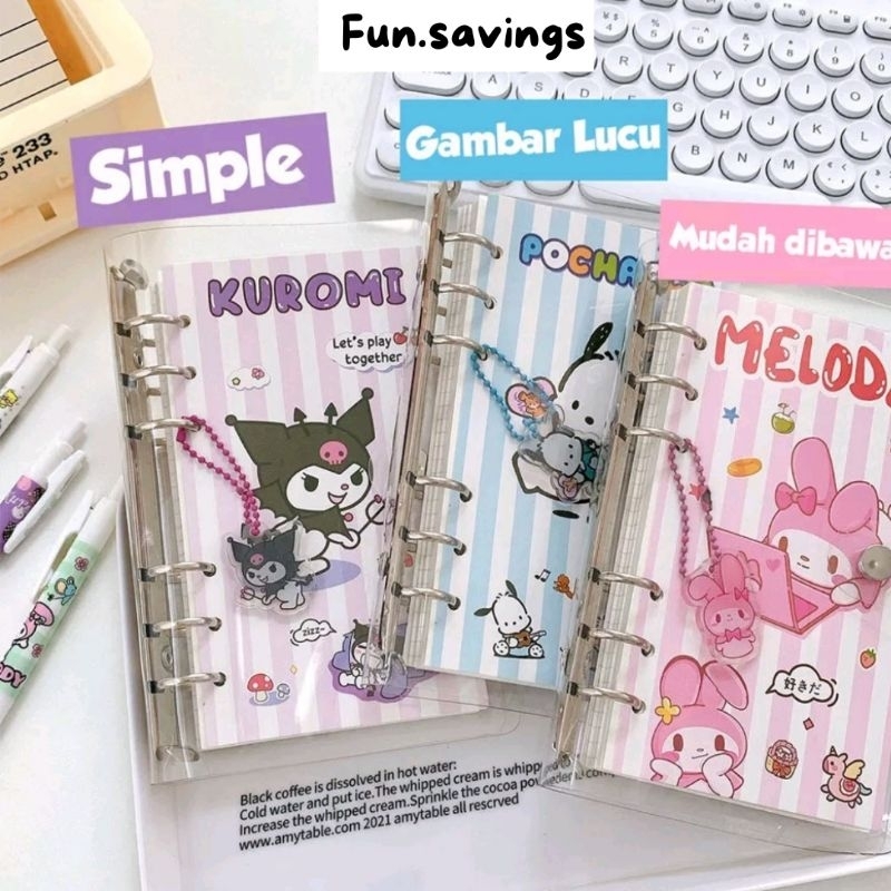 

[FUN] (TERMURAH) Binder Sanrio Kuromi Binder Momo Cute girl A6ring 100lbr /Buku jurnal Sanrio Melody Kuromi CinnamonRoll/ Buku jurnal momo cute girl