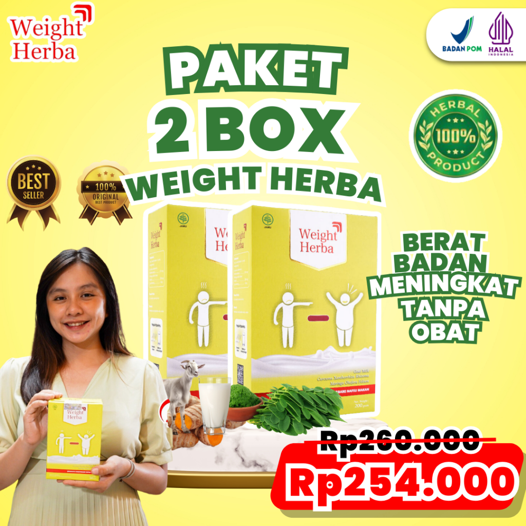 

PAKET 2 BOX WEIGHT HERBA ORIGINAL - SOLUSI AMPUH PENAMBAH BERAT BADAN IDEAL SECARA ALAMI