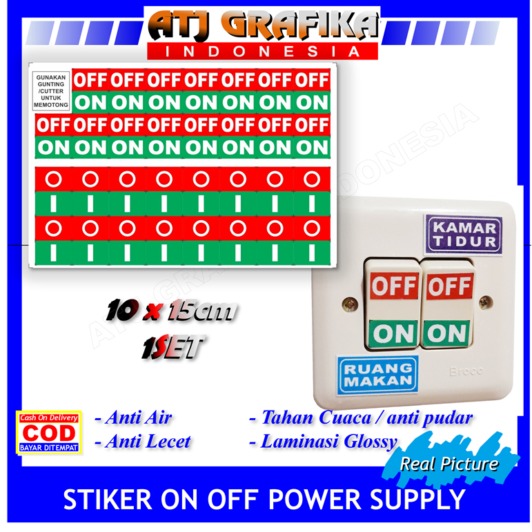 

Label stiker on off saklar alat elektronik sticker lampu rumah kantor pabrik dll