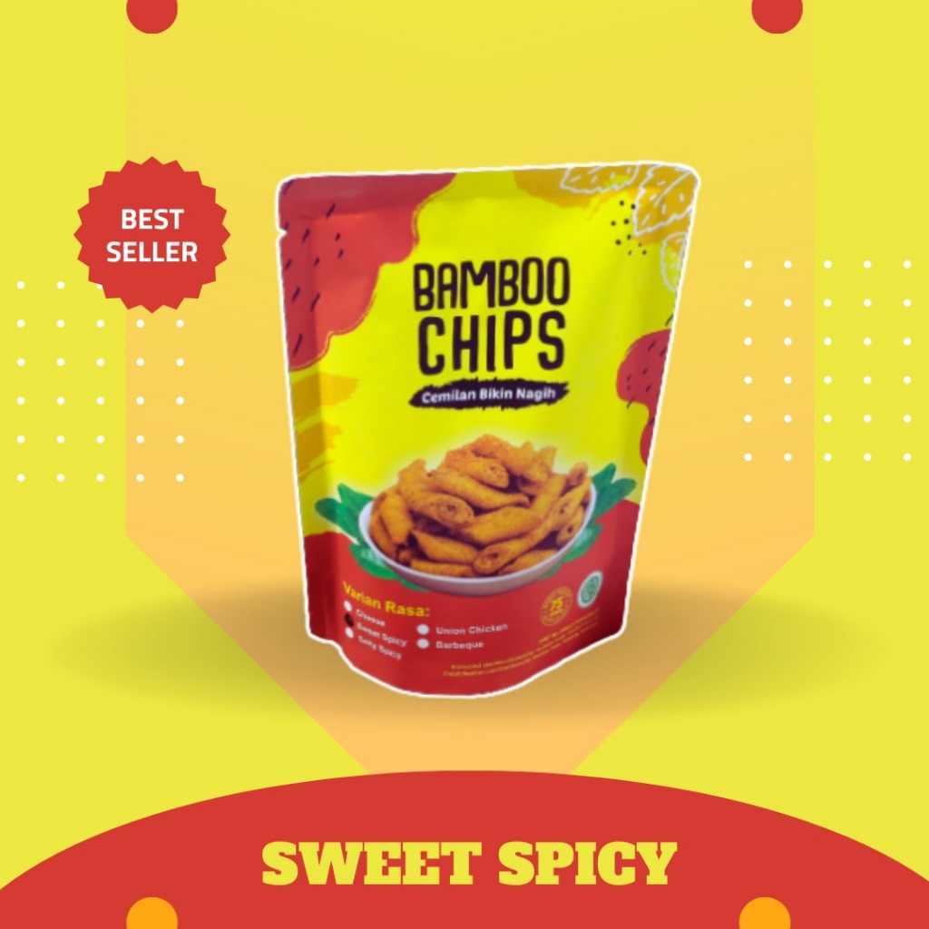 

BAMBOO CHIP RASA SWEET SPICY CEMILAN KERIPIK KULIT LUMPIAH RASA PEDAS MANIS OELH OLEH BANDUNG