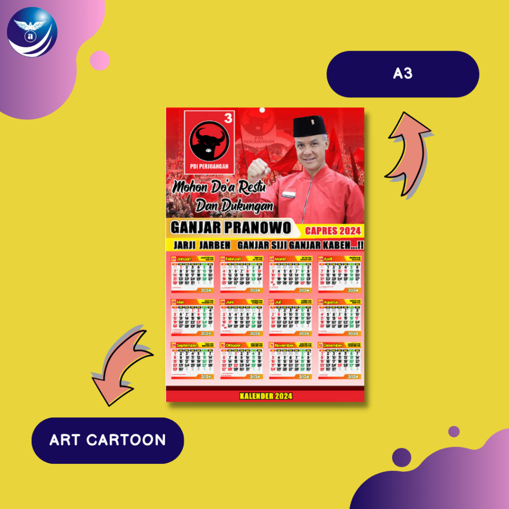 

Kalender 2024 Custom Caleg Partai Cetak Kalender Kampanye Ukuran A3 - 190 g (Min 1000 pcs)