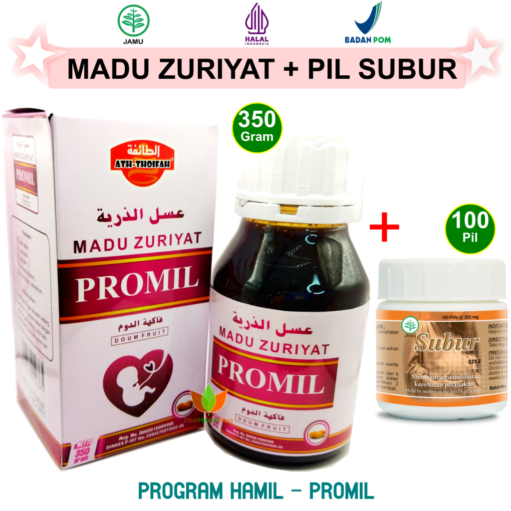 PAKET OBAT HERBAL PROGRAM HAMIL : MADU ZURIYAT PROMIL BUAH ZURIAT ATH THOIFAH & PIL SUBUR BOROBUDUR,