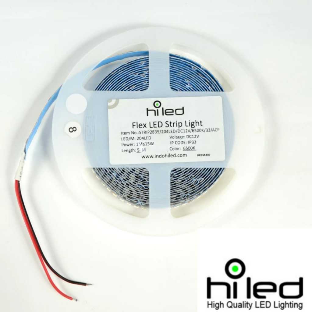 HILED Lampu LED Strip 2835 204 LED 5 Meter Indoor.DC 12 volt. IP 33. lampu drop ceiling. led selang 