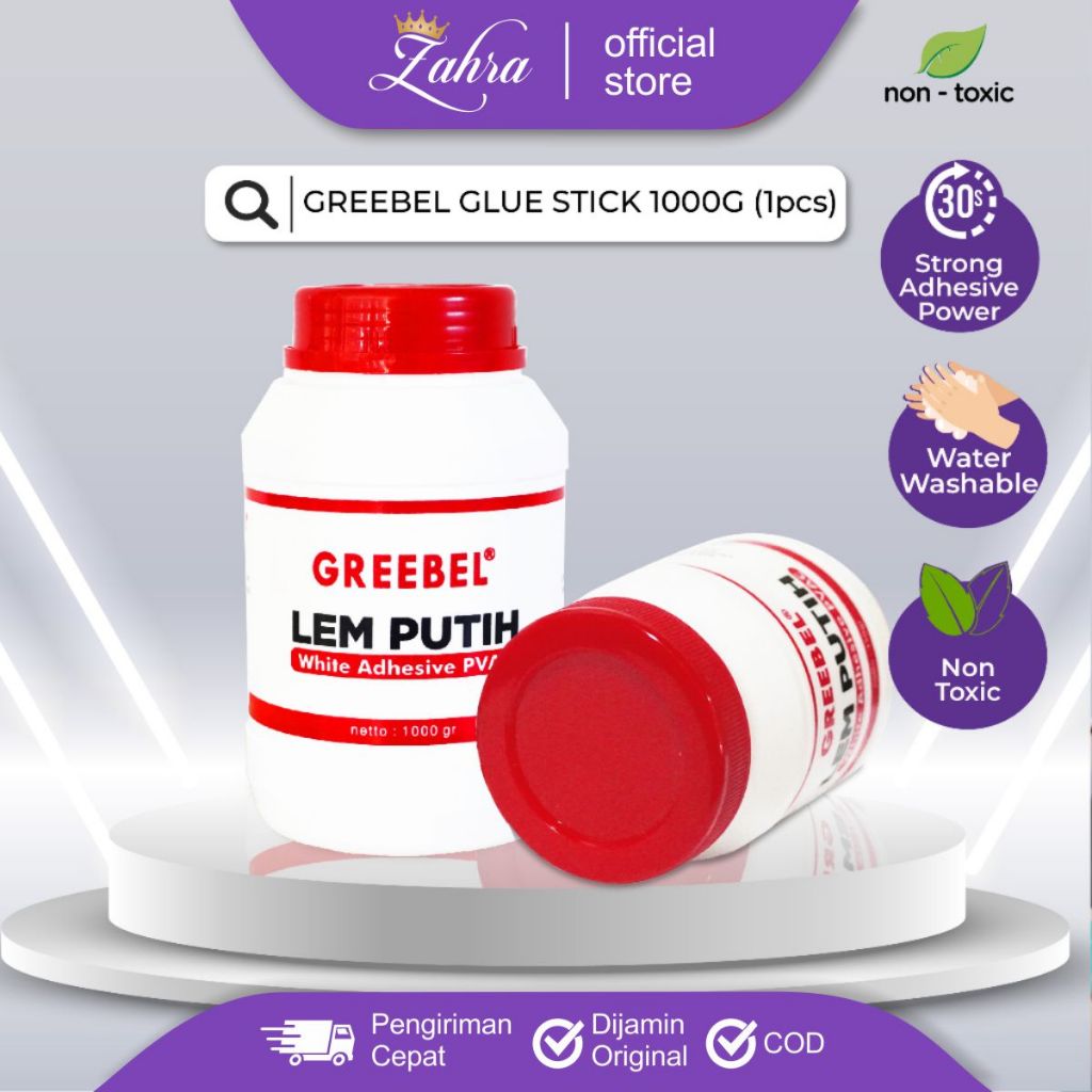

GREEBEL WHITE GLUE ( 150 gr ) 1 PCS /Lem Putih Perekat Kertas tdk beracun utk anak sekolah atk