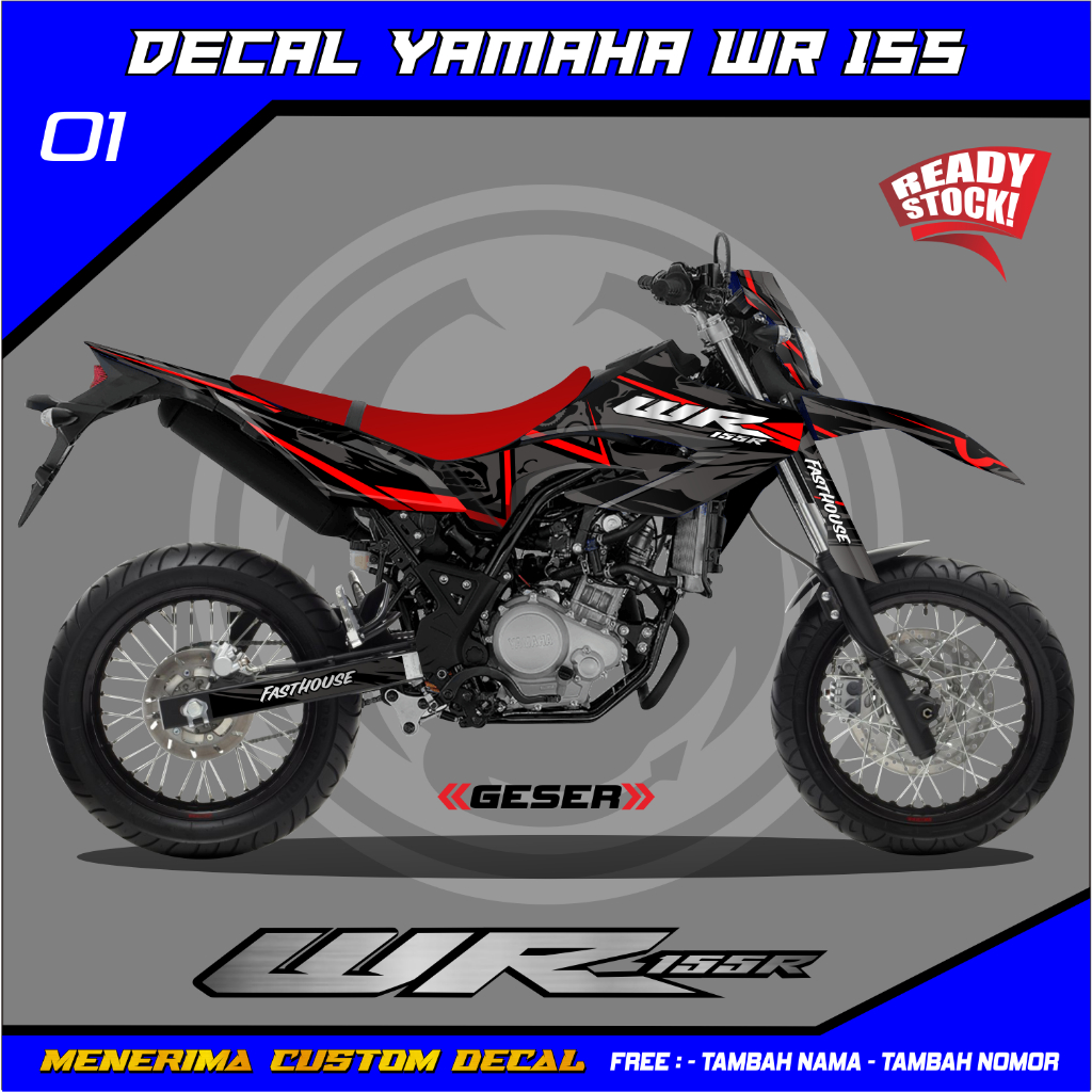 Stiker Decal Yamaha Wr 155 Supermoto Merah