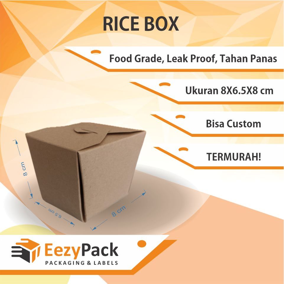 

(ISI 25) Rice Box/ Paper Rice Box/ Kotak Makan Kertas/ Food Pail Box Kraft/ Kemasan Nasi