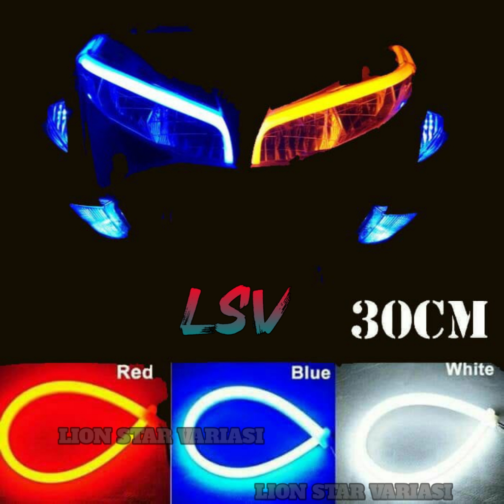 Lampu Alis Running LED 30 cm Motor Mobil Waterproof Alis Fleksibel Sein Running Universal MotorMobil