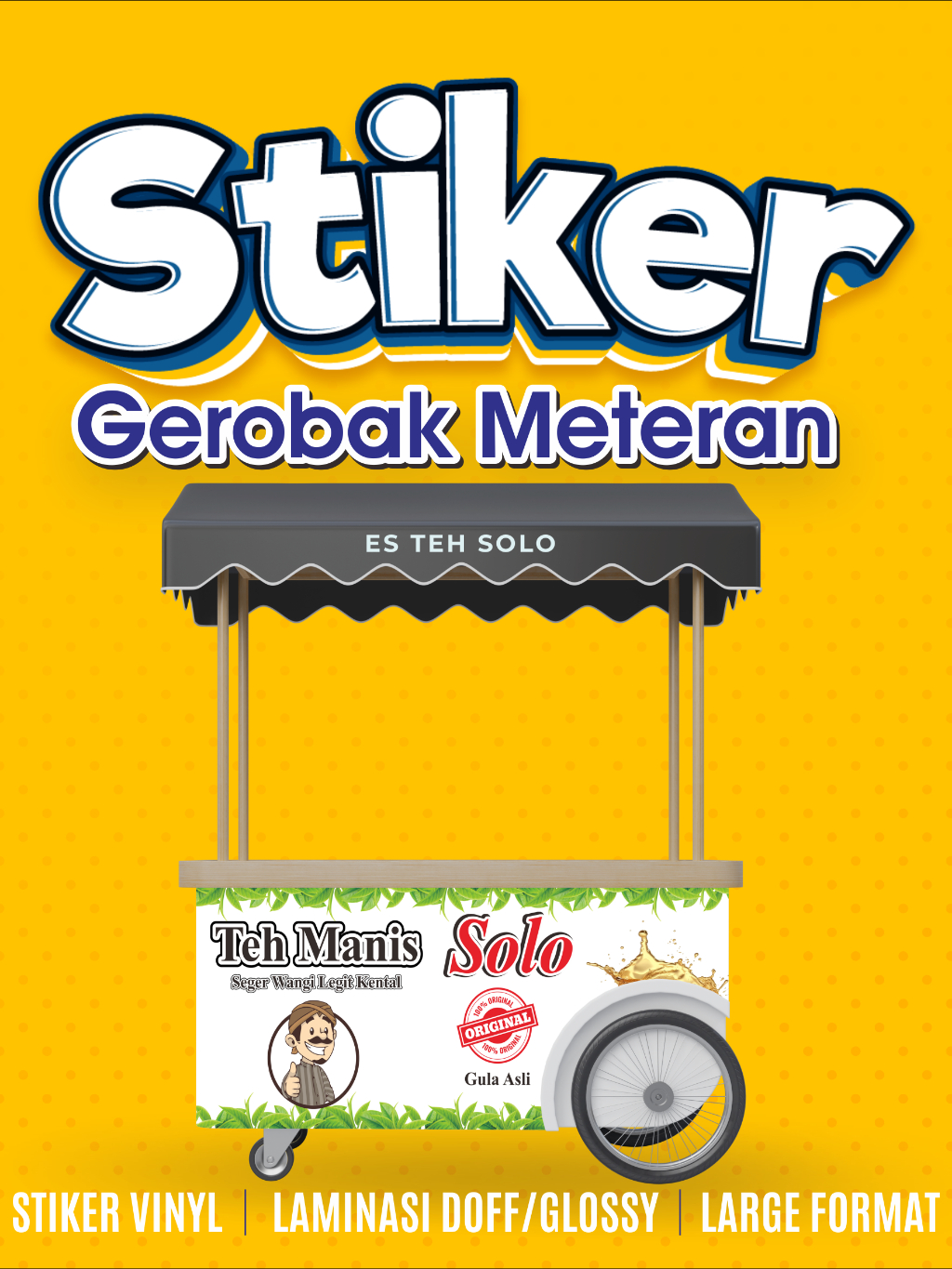 STIKER GEROBAK ROMBONG JUALAN MAKANAN TEH SOLO MURAH