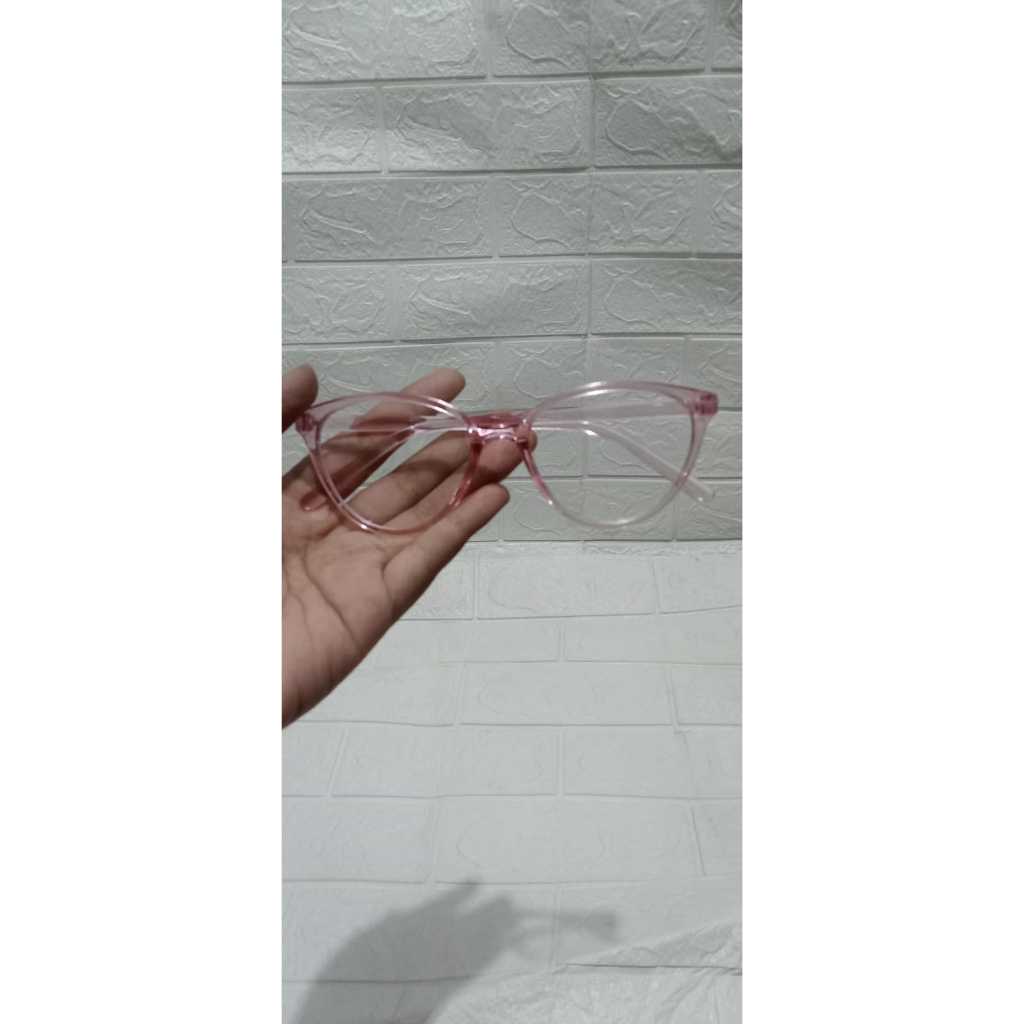 DOMMO - D6125 Kacamata Anti Radiasi F5538 / Kacamata Korea Wanita / Cat Eye Eyeglasses / Kacamata Wanita Gaya Retro / Kacamata Anti UV-Pink