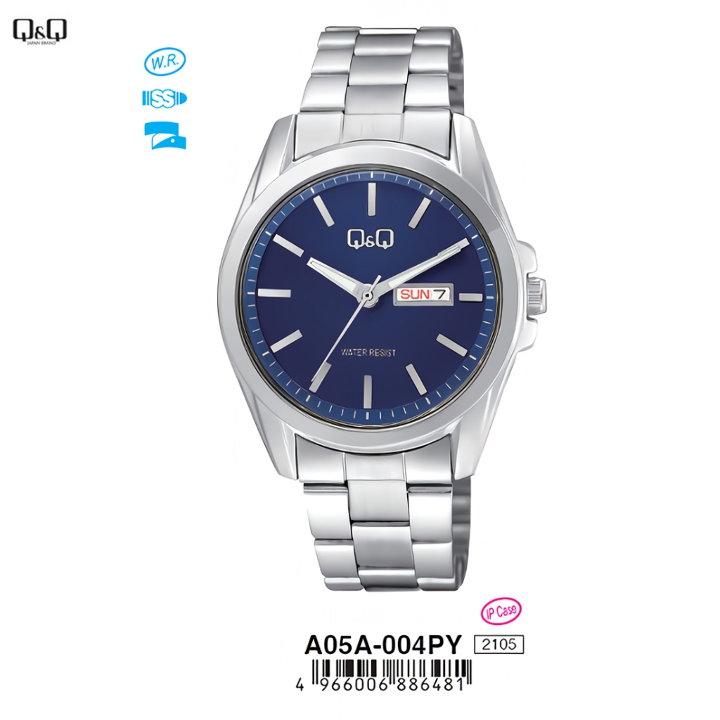 Q&Q QnQ QQ Original Jam Tangan Pria Analog Rantai - A05A-004PY - Tahan Air