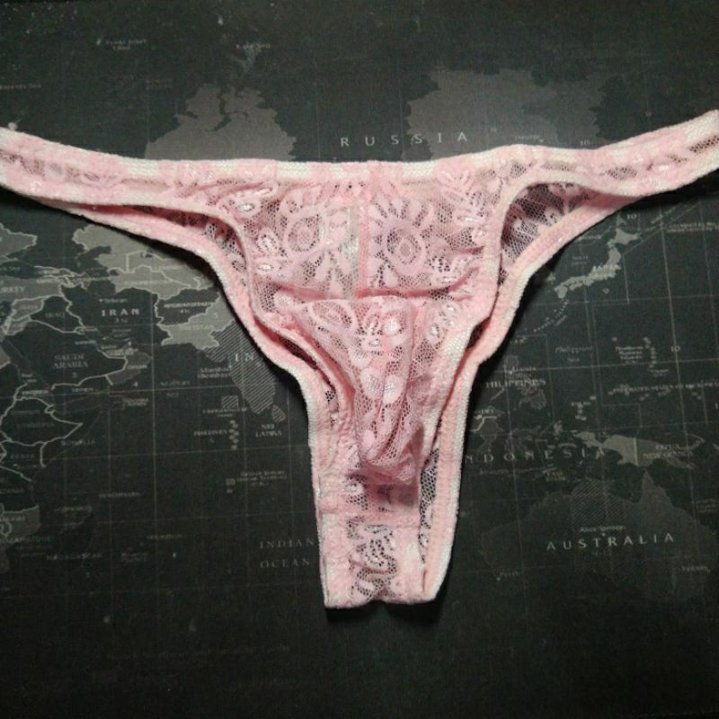 Thong Pria Brukat Renda Pink