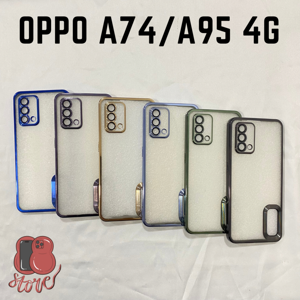 Softcase Oppo A74 4G / A95 4G Case Chrome Bening Warna Metalic Lensa Protector Camera