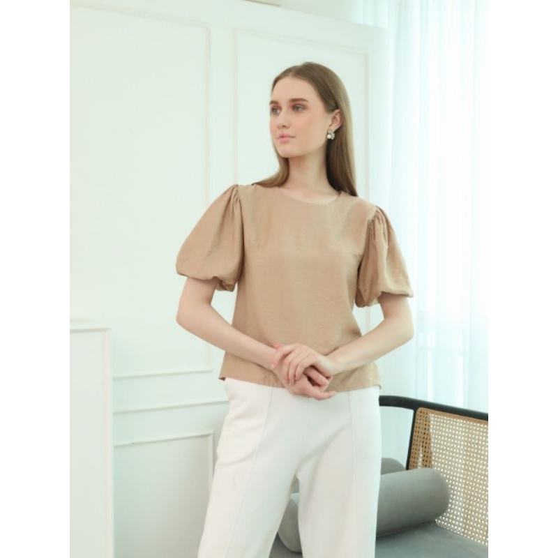 Baju Atasan Wanita Lengan Balon Bahan Piure Linen Terbaru / Atasan Cewek