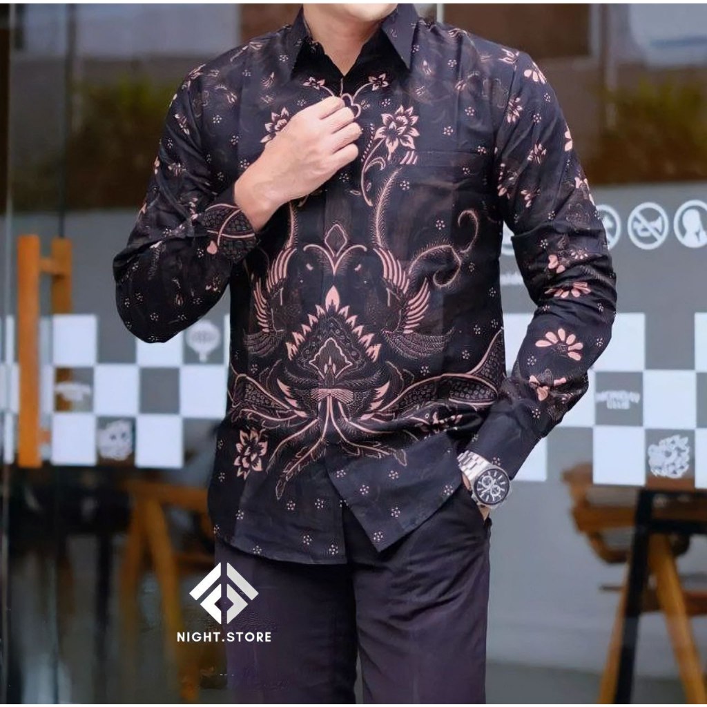 Kemeja batik pria lengan panjang terlaris baju batik modern