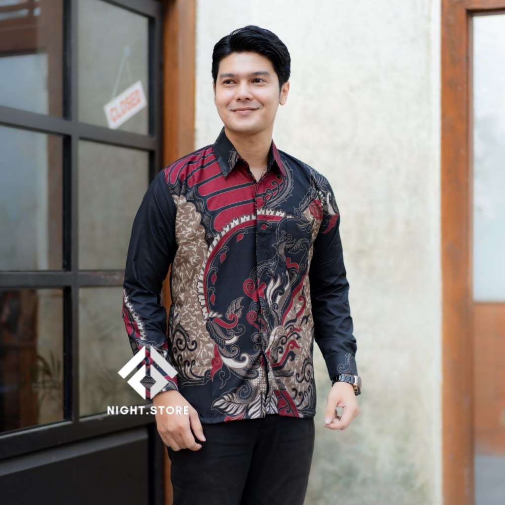 Kemeja batik pria lengan panjang terlaris baju batik modern