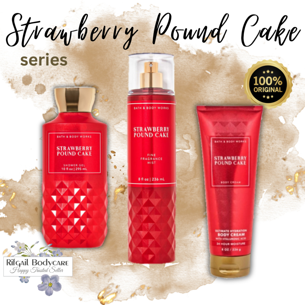 BBW STRAWBERRY POUND CAKE COLLECTION (mist, lotion, shower gel)