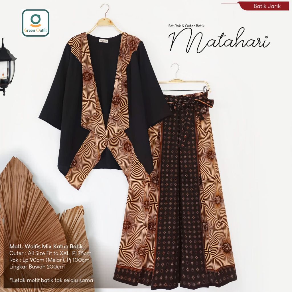 matahari set rok outer wolfis batik  ld 112 stelan setelan oneset pakaian baju bluss blus bluse jumb