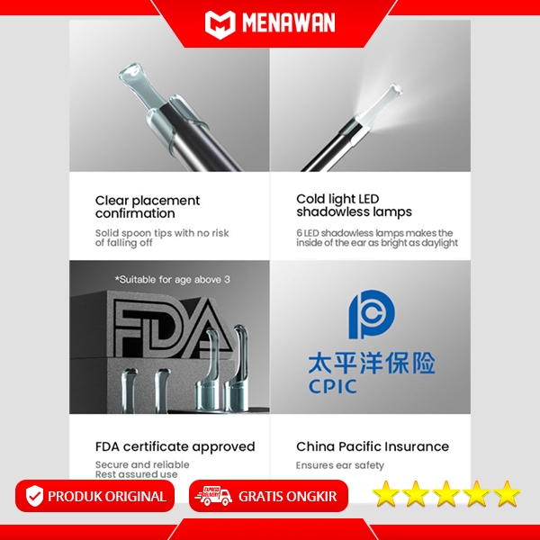 Bebird R1 Smart Visual Ear Wax Removal Korek Kuping Kamera Endoskopi Wireless Original