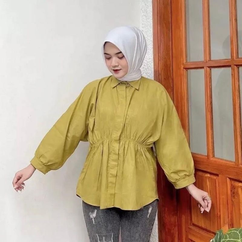 Alya shirt kemeja kerut bahan katun premium