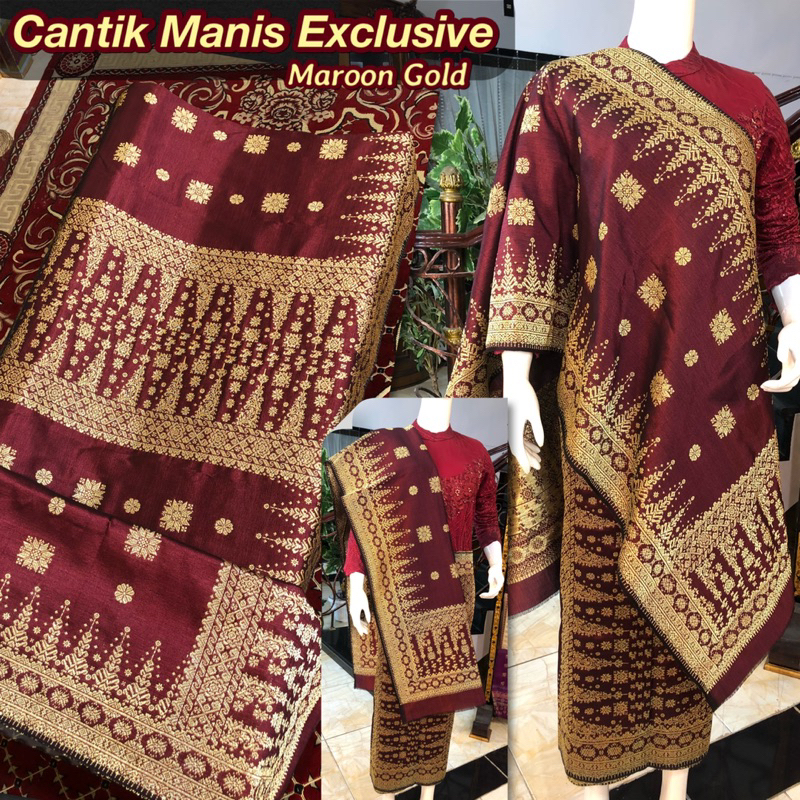 Songket Cantik Manis Exclusive Maroon Gold /songket tenun asli palembang /ilham songket palembang /s