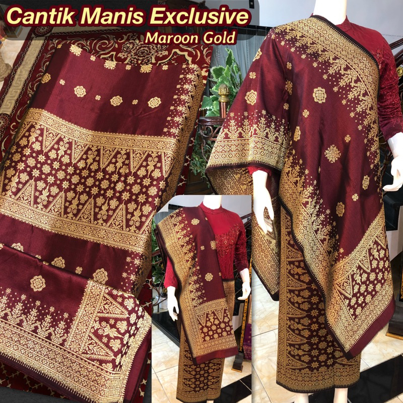 Songket Cantik Manis Exclusive Maroon Gold /songket tenun asli palembang /ilham songket palembang /s