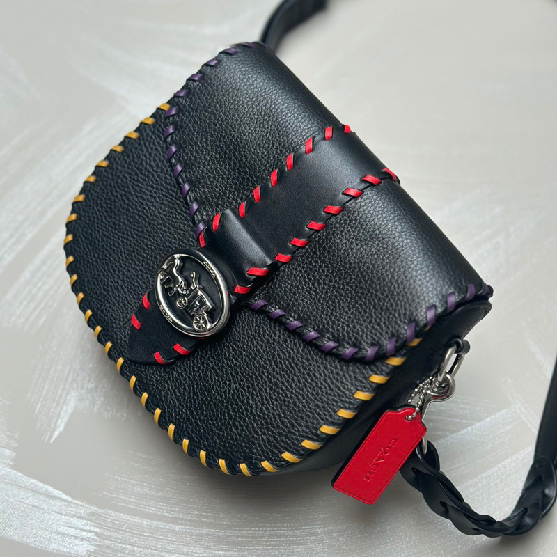 COACH Georgie Saddle Crossbody Bag Contrast Whipstitch