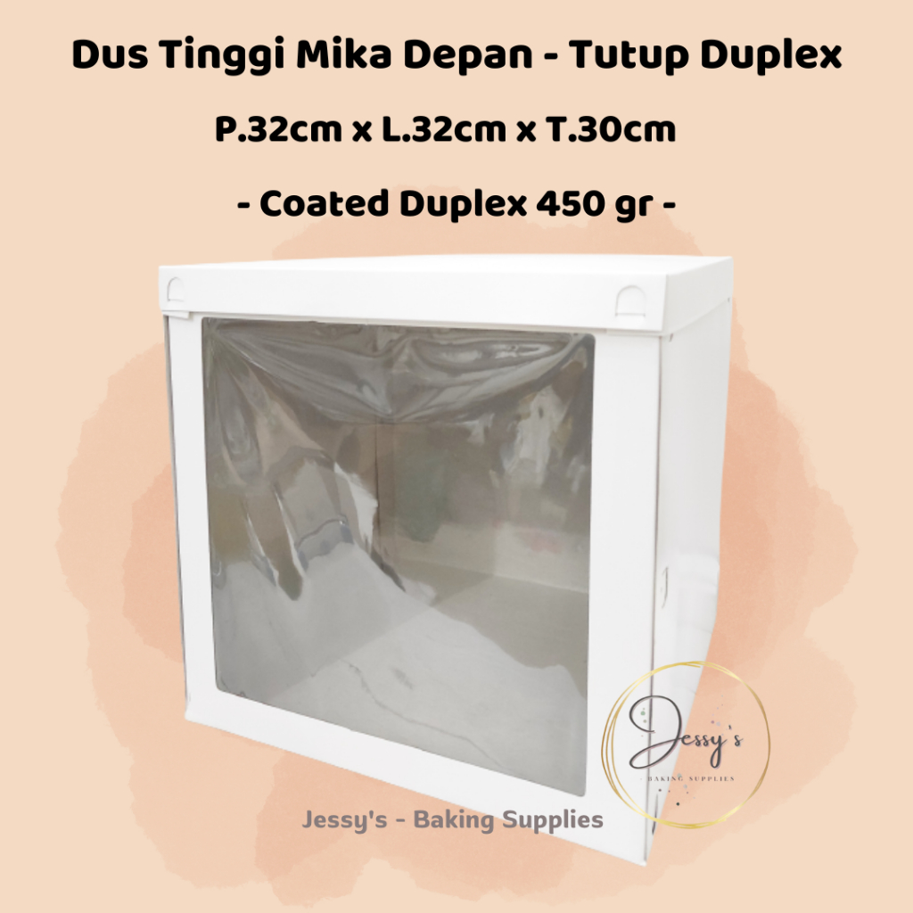 

Dus Box Kotak Kue Cake Tinggi Tutup Duplex 32 x 32 x 30 Putih Polos