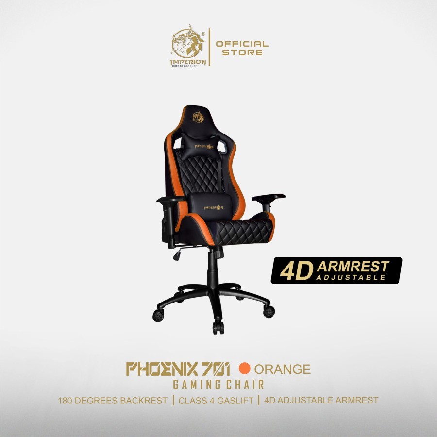 Gaming chair imperion 4D PU leather class 4 gaslift steel foot phoenix 701 4d - bangku kantor kursi racing