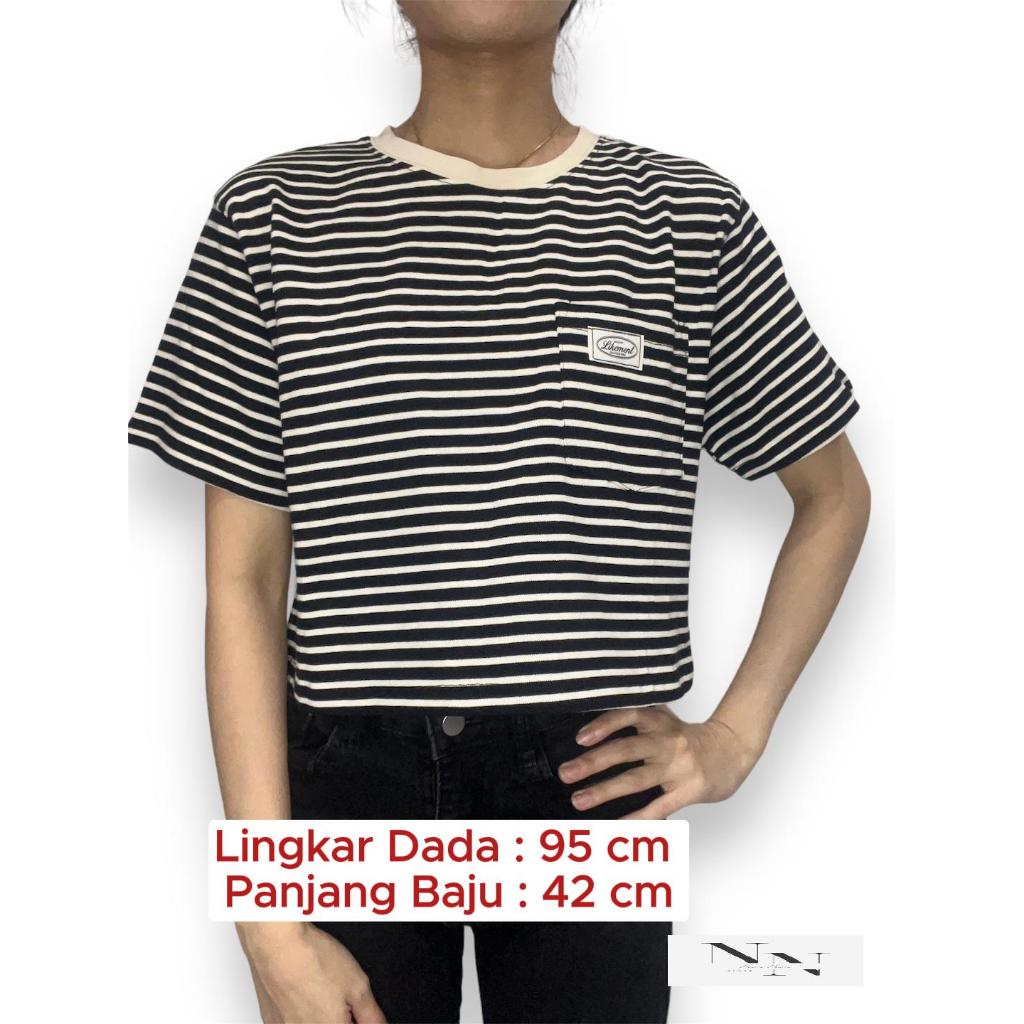 Premium impor Baju Atasan Wanita Kaos Mehre Top Garis Garis / Baju Korean Style | Korean Style | blo