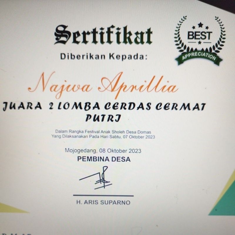 

Sertifikat F4 Kertas Linen