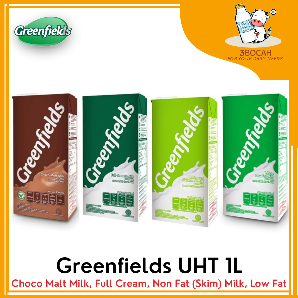 

Greenfields UHT 950ml FULL CREAM / Coklat / Non Fat (SKIM) / LOW FAT termurah expired lama ORI