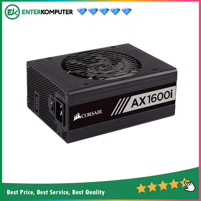 Corsair AX1600i - Power Supply 1600W Hitam, Modular Digital Titanium
