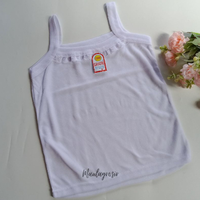 Kaos Singlet Anak Perempuan Sampai Remaja Putih Renda